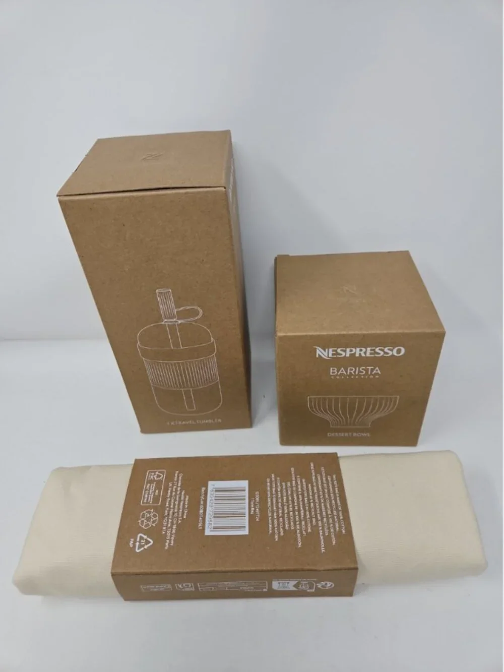 NIB 9pc Nespresso Coffee Accessories Ice Cube Trays Tote Pods Travel Mug Dessert
